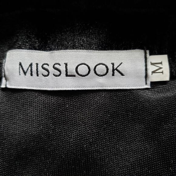 Mislook Streetwear Punk Gothic Bikercore Black Velvet Mini Bodycon Dress M - Picture 10 of 10